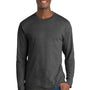 Port & Company Mens Fan Favorite Long Sleeve Crewneck T-Shirt - Heather Dark Grey