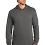 Port & Company Mens Core Cotton Long Sleeve Hooded T-Shirt Hoodie - Charcoal Grey - NEW
