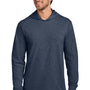Port & Company Mens Core Cotton Long Sleeve Hooded T-Shirt Hoodie - Heather Navy Blue - NEW