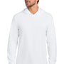 Port & Company Mens Core Cotton Long Sleeve Hooded T-Shirt Hoodie - White - NEW