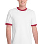 Port & Company Mens Core Ringer Short Sleeve Crewneck T-Shirt - White/Red