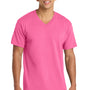 Port & Company Mens Core Short Sleeve V-Neck T-Shirt - Neon Pink