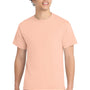 Port & Company Mens Core Short Sleeve Crewneck T-Shirt - Heather Dusty Peach - NEW