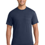 Port & Company Mens Core Short Sleeve Crewneck T-Shirt w/ Pocket - Navy Blue