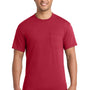 Port & Company Mens Core Short Sleeve Crewneck T-Shirt w/ Pocket - Red