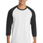 Port & Company Mens Core Moisture Wicking 3/4 Sleeve Crewneck T-Shirt - White/Jet Black
