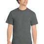 Port & Company Mens Core Short Sleeve Crewneck T-Shirt - Heather Graphite Grey - NEW