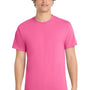 Port & Company Mens Core Short Sleeve Crewneck T-Shirt - Neon Pink - NEW
