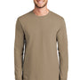 Port & Company Mens Essential Long Sleeve Crewneck T-Shirt - Sand Brown