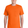 Port & Company Mens Essential Short Sleeve Crewneck T-Shirt w/ Pocket - Safety Orange - NEW
