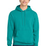 Port & Company Mens Core Pill Resistant Fleece Hooded Sweatshirt Hoodie w/ Pouch Pocket - Bright Aqua Blue - NEW