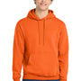 Port & Company Mens Core Pill Resistant Fleece Hooded Sweatshirt Hoodie w/ Pouch Pocket - Safety Orange - NEW