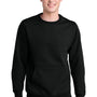 Port & Company Mens Core Fleece Crewneck Sweatshirt w/ Pouch Pocket - Jet Black