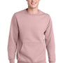 Port & Company Mens Core Fleece Crewneck Sweatshirt w/ Pouch Pocket - Pale Blush Pink
