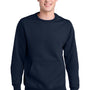 Port & Company Mens Core Fleece Crewneck Sweatshirt w/ Pouch Pocket - True Navy Blue