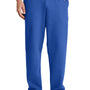 Port & Company Mens Core Pill Resistant Fleece Open Bottom Sweatpants w/ Pockets - Royal Blue