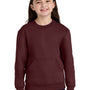 Port & Company Youth Core Fleece Crewneck Sweatshirt w/ Pouch Pocket - Maroon - COMING SOON