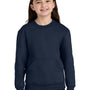 Port & Company Youth Core Fleece Crewneck Sweatshirt w/ Pouch Pocket - True Navy Blue - COMING SOON