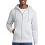 Port & Company Mens Core Pill Resistant Fleece Full Zip Hooded Sweatshirt Hoodie w/ Pockets - Ash Grey