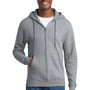 Port & Company Mens Core Pill Resistant Fleece Full Zip Hooded Sweatshirt Hoodie w/ Pockets - Heather Grey