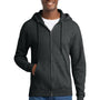 Port & Company Mens Core Pill Resistant Fleece Full Zip Hooded Sweatshirt Hoodie w/ Pockets - Heather Black - NEW