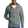 Port & Company Mens Core Pill Resistant Fleece Full Zip Hooded Sweatshirt Hoodie w/ Pockets - Heather Graphite Grey - NEW