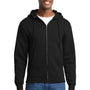 Port & Company Mens Core Pill Resistant Fleece Full Zip Hooded Sweatshirt Hoodie w/ Pockets - Jet Black
