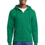 Port & Company Mens Core Pill Resistant Fleece Full Zip Hooded Sweatshirt Hoodie w/ Pockets - Kelly Green