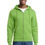 Port & Company Mens Core Pill Resistant Fleece Full Zip Hooded Sweatshirt Hoodie w/ Pockets - Lime Green