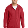 Port & Company Mens Fan Favorite Fleece Full Zip Hooded Sweatshirt Hoodie w/ Pockets - Team Cardinal Red