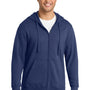 Port & Company Mens Fan Favorite Fleece Full Zip Hooded Sweatshirt Hoodie w/ Pockets - Team Navy Blue