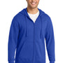 Port & Company Mens Fan Favorite Fleece Full Zip Hooded Sweatshirt Hoodie w/ Pockets - True Royal Blue
