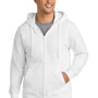 Port & Company Mens Fan Favorite Fleece Full Zip Hooded Sweatshirt Hoodie w/ Pockets - White