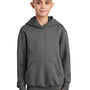 Port & Company Youth Core Pill Resistant Fleece Hooded Sweatshirt Hoodie w/ Pouch Pocket - Heather Graphite Grey