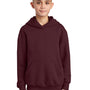 Port & Company Youth Core Pill Resistant Fleece Hooded Sweatshirt Hoodie w/ Pouch Pocket - Maroon