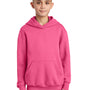 Port & Company Youth Core Pill Resistant Fleece Hooded Sweatshirt Hoodie w/ Pouch Pocket - Neon Pink