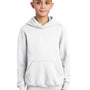 Port & Company Youth Core Pill Resistant Fleece Hooded Sweatshirt Hoodie w/ Pouch Pocket - White