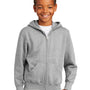 Port & Company Youth Core Pill Resistant Fleece Full Zip Hooded Sweatshirt Hoodie w/ Pockets - Ash Grey
