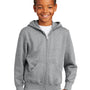 Port & Company Youth Core Pill Resistant Fleece Full Zip Hooded Sweatshirt Hoodie w/ Pockets - Heather Grey