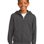 Port & Company Youth Core Pill Resistant Fleece Full Zip Hooded Sweatshirt Hoodie w/ Pockets - Charcoal Grey