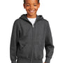 Port & Company Youth Core Pill Resistant Fleece Full Zip Hooded Sweatshirt Hoodie w/ Pockets - Heather Dark Grey