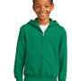 Port & Company Youth Core Pill Resistant Fleece Full Zip Hooded Sweatshirt Hoodie w/ Pockets - Kelly Green