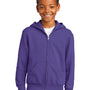 Port & Company Youth Core Pill Resistant Fleece Full Zip Hooded Sweatshirt Hoodie w/ Pockets - Purple