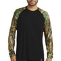 Russell Outdoors Mens Realtree Colorblock Moisture Wicking Long Sleeve Crewneck T-Shirt - Black/Realtree Edge Camo