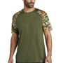 Russell Outdoors Mens Realtree Colorblock Moisture Wicking Short Sleeve Crewneck T-Shirt - Olive Drab Green/Realtree Edge Camo
