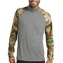 Russell Outdoors Mens Realtree Colorblock Moisture Wicking 1/4 Zip Sweatshirt - Heather Concrete Grey/Realtree Edge Camo