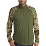 Russell Outdoors Mens Realtree Colorblock Moisture Wicking 1/4 Zip Sweatshirt - Olive Drab Green/Realtree Edge Camo