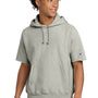 Champion Mens Reverse Weave Short Sleeve Hooded Sweatshirt Hoodie W/ Pouch Pocket - Oxford Grey