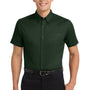 Port Authority Mens Easy Care Wrinkle Resistant Short Sleeve Button Down Shirt w/ Pocket - Dark Green/Navy Blue