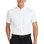Port Authority Mens Easy Care Wrinkle Resistant Short Sleeve Button Down Shirt w/ Pocket - White/Light Stone